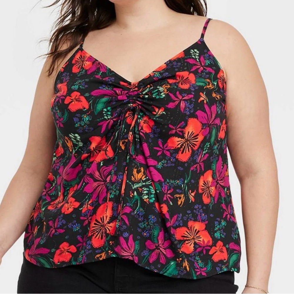 Ava & Viv Black and Red Floral Spaghetti Strap
Top
